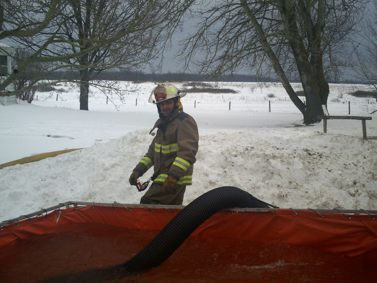 Brier Hill Fire Chief Shawn Macaulay surveying the water supply