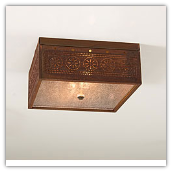 Square Ceiling Light with Chisel Design Rustic Tin Finish