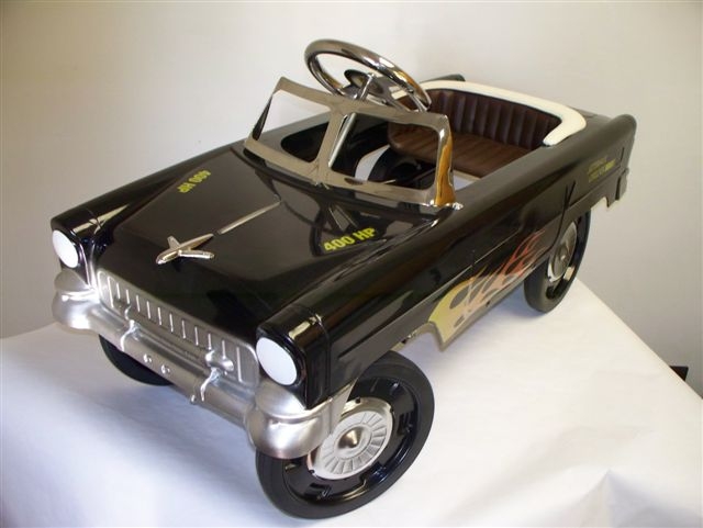 55 Black Hot Rod Classic Pedal Car with Flames