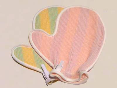 Spa Cloth Microdermabrasion Mitt Color Stripes or White