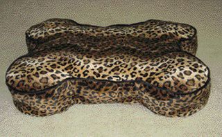 Bone-shaped Leopard Print Luxury Dog Bed