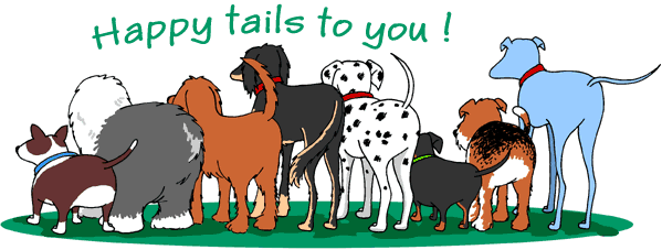 cartoon dogs with happy wagging tails