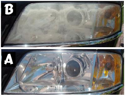 Before & After Headlight Restoration VW Passat 2003