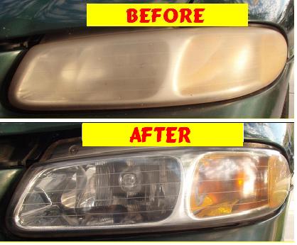 Before & After Headlight Restoration Dodge Carvan 2001