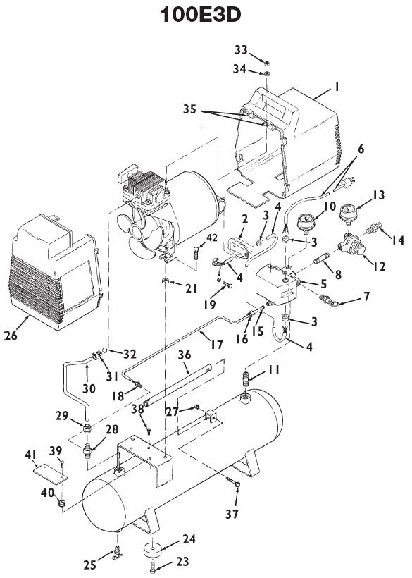 100E3D DEVILBISS AIR COMPRESSOR BREAKDOWN