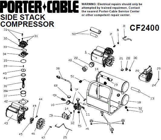 PORTER CABLE CF2400 Compressor/Pump  Breakdown