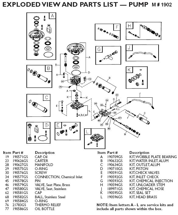 EXCELL EXWGV1721 PRESSURE WASHER PUMP PARTS