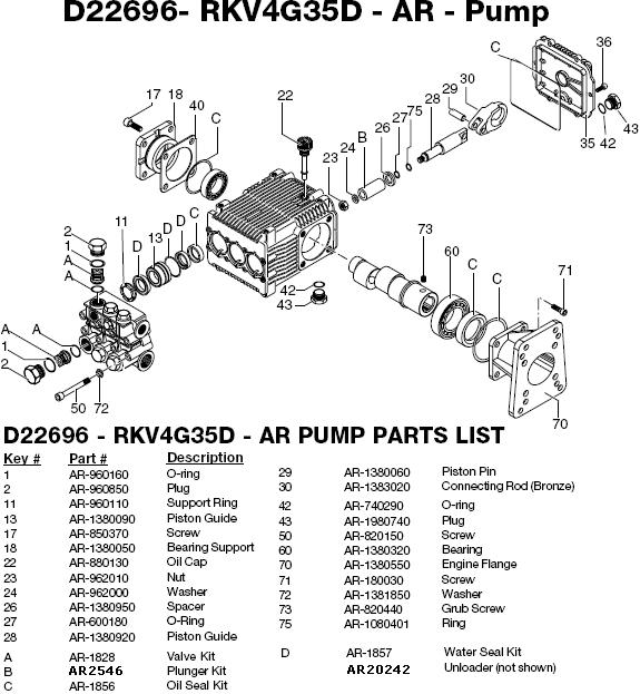 Excell D3500K pump parts