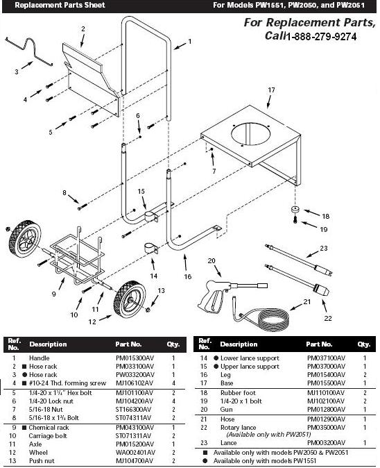 Campbell Hausfeld PW1551 pressure washer replacment parts