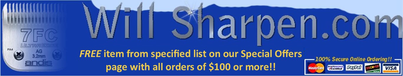 Free offer with $100 or more orders at WillSharpen.com