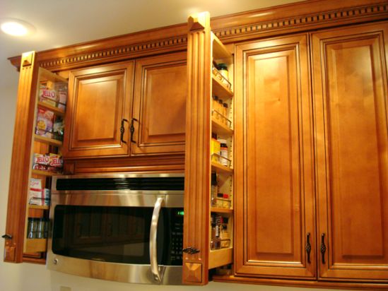 Copyright Kitchen Cabinet Discounts Planning Kitchen Planning RTA Kitchen Cabinets RTA Cabinets New Kitchen Cabinets spice pullouts above microwave open.JPG