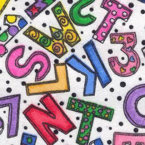 Crazy Numbers & Letters Fabric