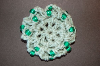 Sage Green Mini Crocheted Hair Bun Cover with Beads Scolloped (SKU: HBC-GRBS001)